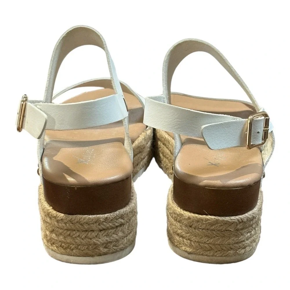 Xappeal Amelia Platform Sandals Womens‎ 7 White Espadrille Studded Buckle Strap